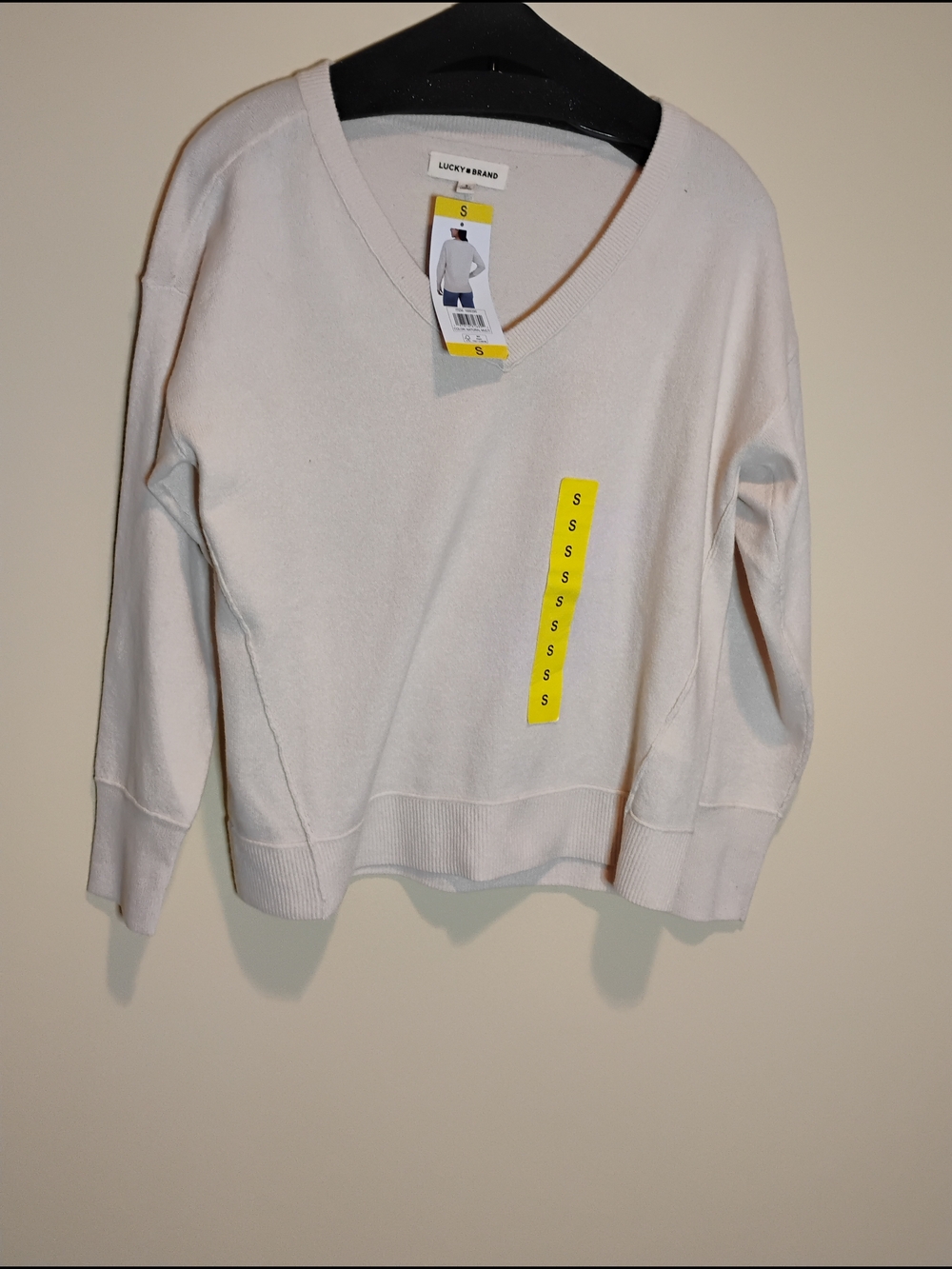 NWT Lucky Brand V-Neck Lightweight Sweater in Cream S